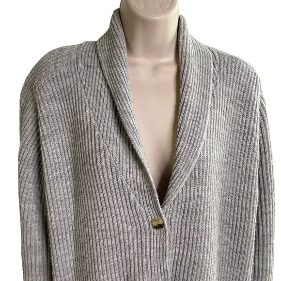 Outside Influence Gray Ribbed Knit Cardigan Sweater Pockets Plus Size 2X  u - Picture 2 of 12